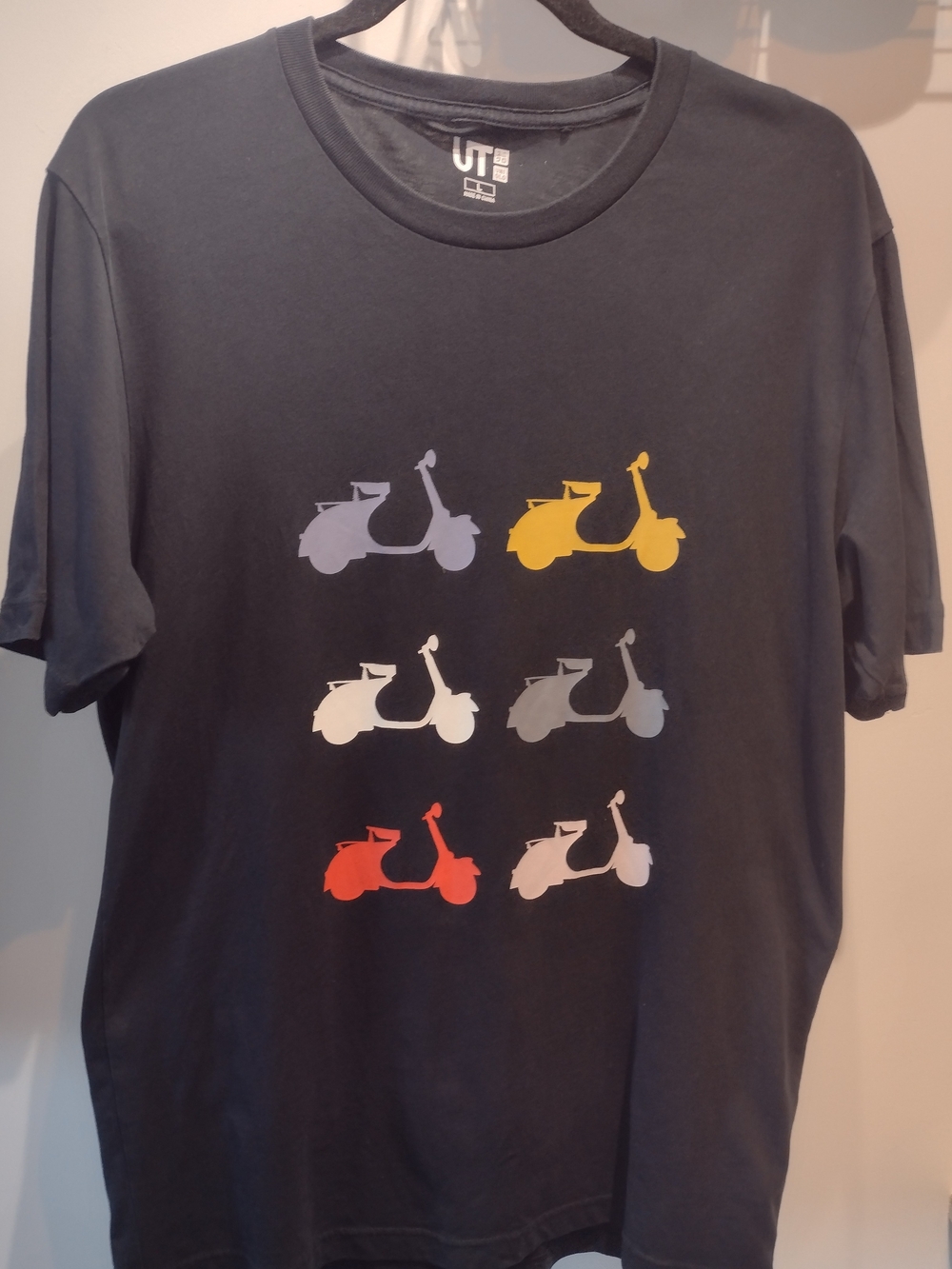 Uniqlo UT Black Short-Sleeve Tee with Multi Scooter Print